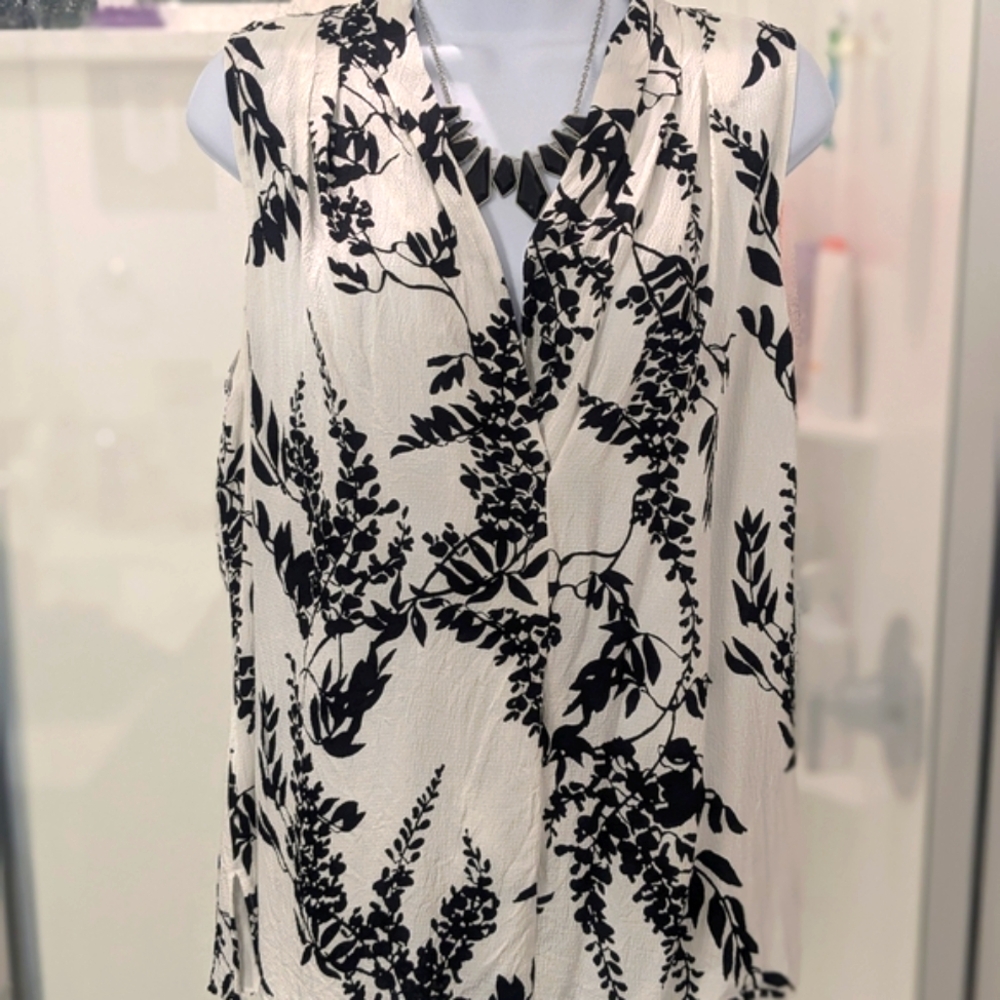 WHBM Sleeveless V-Neck Blouse with a Wrap Front